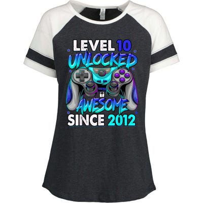 Level 10 Unlocked Awesome 2012 Cute 10th Birthday Enza Ladies Jersey Colorblock Tee