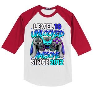 Level 10 Unlocked Awesome 2012 Cute 10th Birthday Kids Colorblock Raglan Jersey