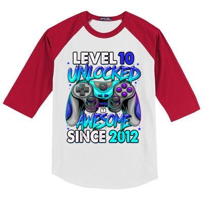 Level 10 Unlocked Awesome 2012 Cute 10th Birthday Kids Colorblock Raglan Jersey