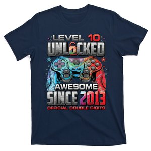 Level 10 Unlocked Awesome Since 2013 10th Birthday Gaming T-Shirt