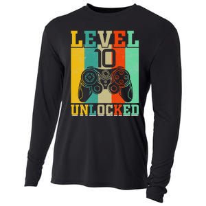 Level 10 Unlocked Birthday For 10 Years Old Gamer Bday Cooling Performance Long Sleeve Crew