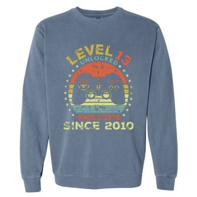 Level 13 Unlocked Awesome Since 2010 13th Birthday Gaming Garment-Dyed Sweatshirt