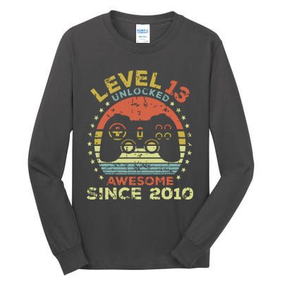 Level 13 Unlocked Awesome Since 2010 13th Birthday Gaming Tall Long Sleeve T-Shirt