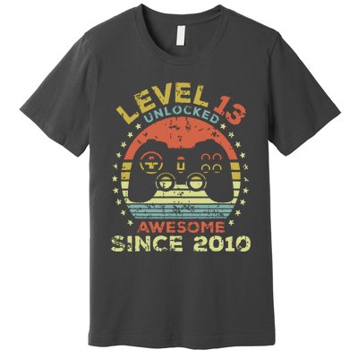 Level 13 Unlocked Awesome Since 2010 13th Birthday Gaming Premium T-Shirt