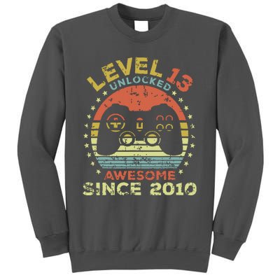 Level 13 Unlocked Awesome Since 2010 13th Birthday Gaming Tall Sweatshirt