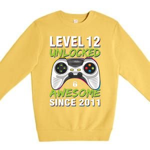 Level 12 Unlocked Awesome Since 2011 12th Birthday Gaming Premium Crewneck Sweatshirt