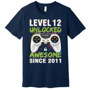 Level 12 Unlocked Awesome Since 2011 12th Birthday Gaming Premium T-Shirt