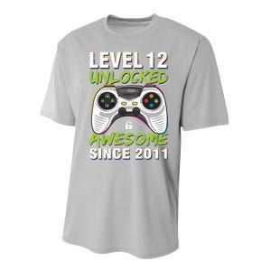 Level 12 Unlocked Awesome Since 2011 12th Birthday Gaming Performance Sprint T-Shirt