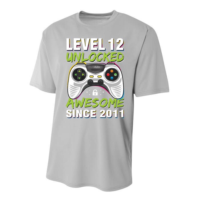 Level 12 Unlocked Awesome Since 2011 12th Birthday Gaming Performance Sprint T-Shirt