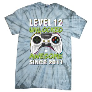 Level 12 Unlocked Awesome Since 2011 12th Birthday Gaming Tie-Dye T-Shirt