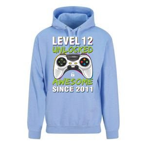 Level 12 Unlocked Awesome Since 2011 12th Birthday Gaming Unisex Surf Hoodie