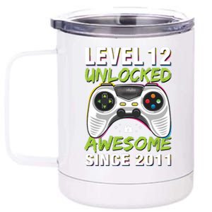 Level 12 Unlocked Awesome Since 2011 12th Birthday Gaming 12 oz Stainless Steel Tumbler Cup