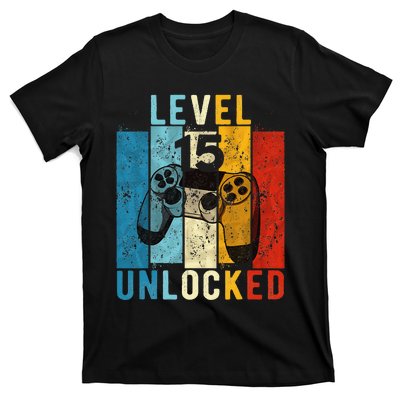 Level 15 Unlocked Video Gamer 15 Year Old 15th Birthday Gift T-Shirt