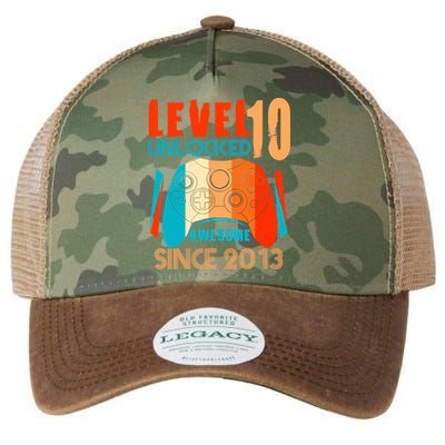 Level 10 Unlocked Birthday 10 Year Old Gamer Legacy Tie Dye Trucker Hat