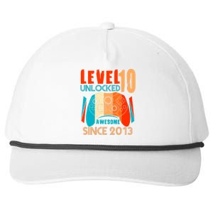 Level 10 Unlocked Birthday 10 Year Old Gamer Snapback Five-Panel Rope Hat