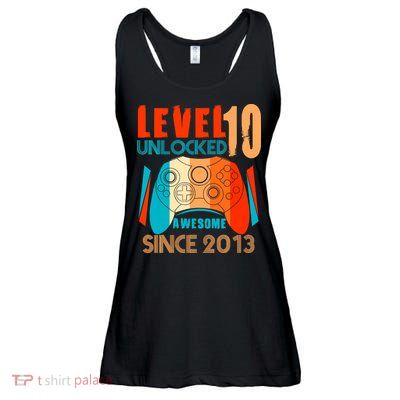 Level 10 Unlocked Birthday 10 Year Old Gamer Ladies Essential Flowy Tank