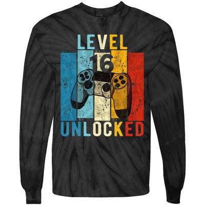 Level 16 Unlocked Video Gamer 16 Year Old 16th Birthday Gift Tie-Dye Long Sleeve Shirt