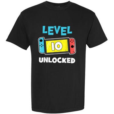 Level 10 unlocked Gamer 10th Birthday Gift Video Game lovers Garment-Dyed Heavyweight T-Shirt