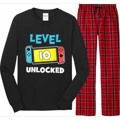 Level 10 unlocked Gamer 10th Birthday Gift Video Game lovers Long Sleeve Pajama Set