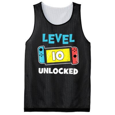 Level 10 unlocked Gamer 10th Birthday Gift Video Game lovers Mesh Reversible Basketball Jersey Tank