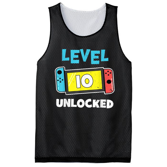 Level 10 unlocked Gamer 10th Birthday Gift Video Game lovers Mesh Reversible Basketball Jersey Tank