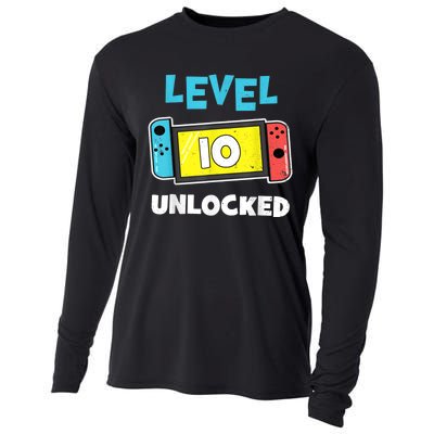 Level 10 unlocked Gamer 10th Birthday Gift Video Game lovers Cooling Performance Long Sleeve Crew