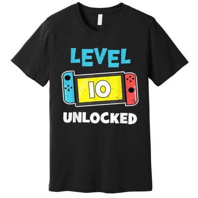 Level 10 unlocked Gamer 10th Birthday Gift Video Game lovers Premium T-Shirt