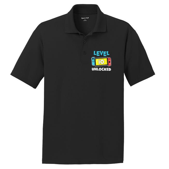 Level 10 unlocked Gamer 10th Birthday Gift Video Game lovers PosiCharge RacerMesh Polo