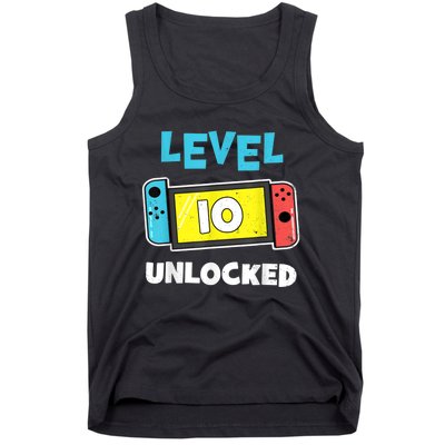 Level 10 unlocked Gamer 10th Birthday Gift Video Game lovers Tank Top