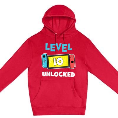 Level 10 unlocked Gamer 10th Birthday Gift Video Game lovers Premium Pullover Hoodie