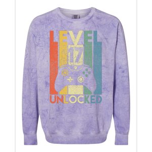 Level 17 Unlocked Funny Video Gamer 17th Birthday Gift Colorblast Crewneck Sweatshirt