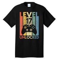 Level 17 Unlocked Funny Video Gamer 17th Birthday Gift Tall T-Shirt