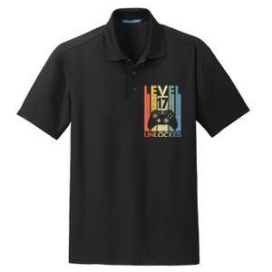 Level 17 Unlocked Funny Video Gamer 17th Birthday Gift Dry Zone Grid Polo