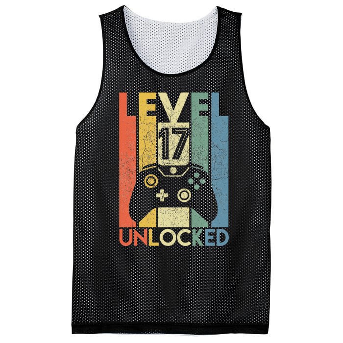 Level 17 Unlocked Funny Video Gamer 17th Birthday Gift Mesh Reversible Basketball Jersey Tank