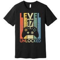 Level 17 Unlocked Funny Video Gamer 17th Birthday Gift Premium T-Shirt