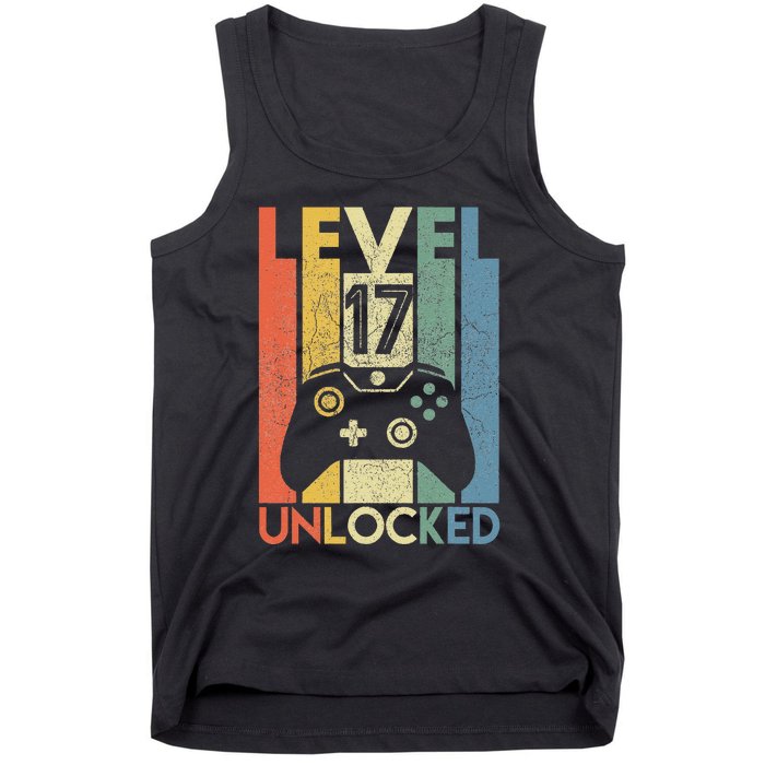 Level 17 Unlocked Funny Video Gamer 17th Birthday Gift Tank Top