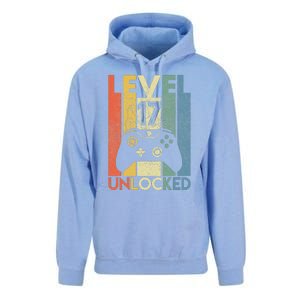 Level 17 Unlocked Funny Video Gamer 17th Birthday Gift Unisex Surf Hoodie