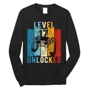 Level 17 Unlocked Video Gamer 17 Year Old 17th Birthday Gift Long Sleeve Shirt