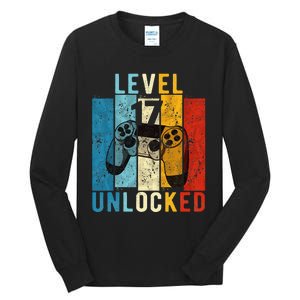 Level 17 Unlocked Video Gamer 17 Year Old 17th Birthday Gift Tall Long Sleeve T-Shirt