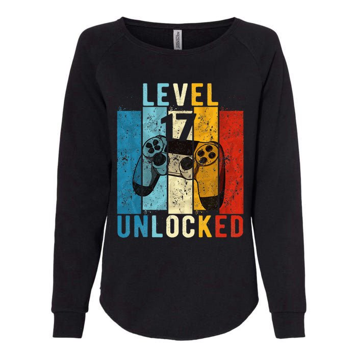 Level 17 Unlocked Video Gamer 17 Year Old 17th Birthday Gift Womens California Wash Sweatshirt