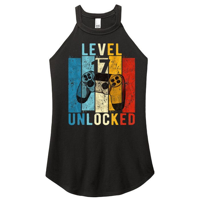 Level 17 Unlocked Video Gamer 17 Year Old 17th Birthday Gift Women's Perfect Tri Rocker Tank