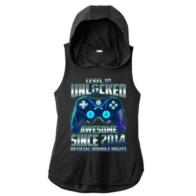 Level 10 Unlocked Awesome Since 2014 Official Double Digits Ladies PosiCharge Tri-Blend Wicking Draft Hoodie Tank