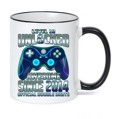 Level 10 Unlocked Awesome Since 2014 Official Double Digits 11oz Black Color Changing Mug