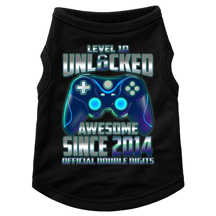 Level 10 Unlocked Awesome Since 2014 Official Double Digits Doggie Tank