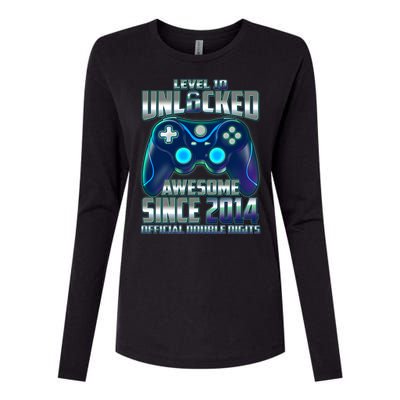 Level 10 Unlocked Awesome Since 2014 Official Double Digits Womens Cotton Relaxed Long Sleeve T-Shirt