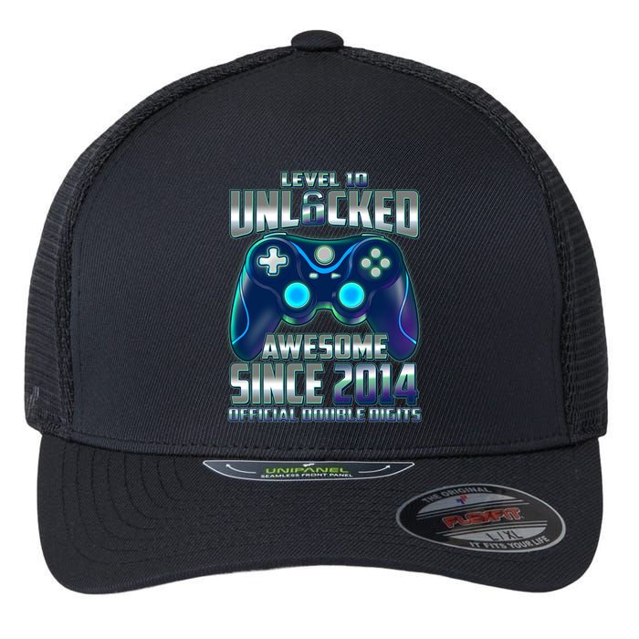 Level 10 Unlocked Awesome Since 2014 Official Double Digits Flexfit Unipanel Trucker Cap