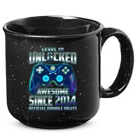 Level 10 Unlocked Awesome Since 2014 Official Double Digits 15oz Campfire Ceramic Mug