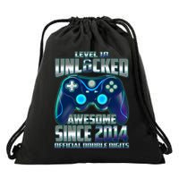Level 10 Unlocked Awesome Since 2014 Official Double Digits Drawstring Bag