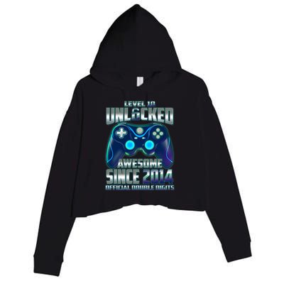 Level 10 Unlocked Awesome Since 2014 Official Double Digits Crop Fleece Hoodie