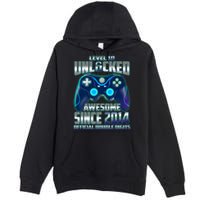 Level 10 Unlocked Awesome Since 2014 Official Double Digits Premium Pullover Hoodie